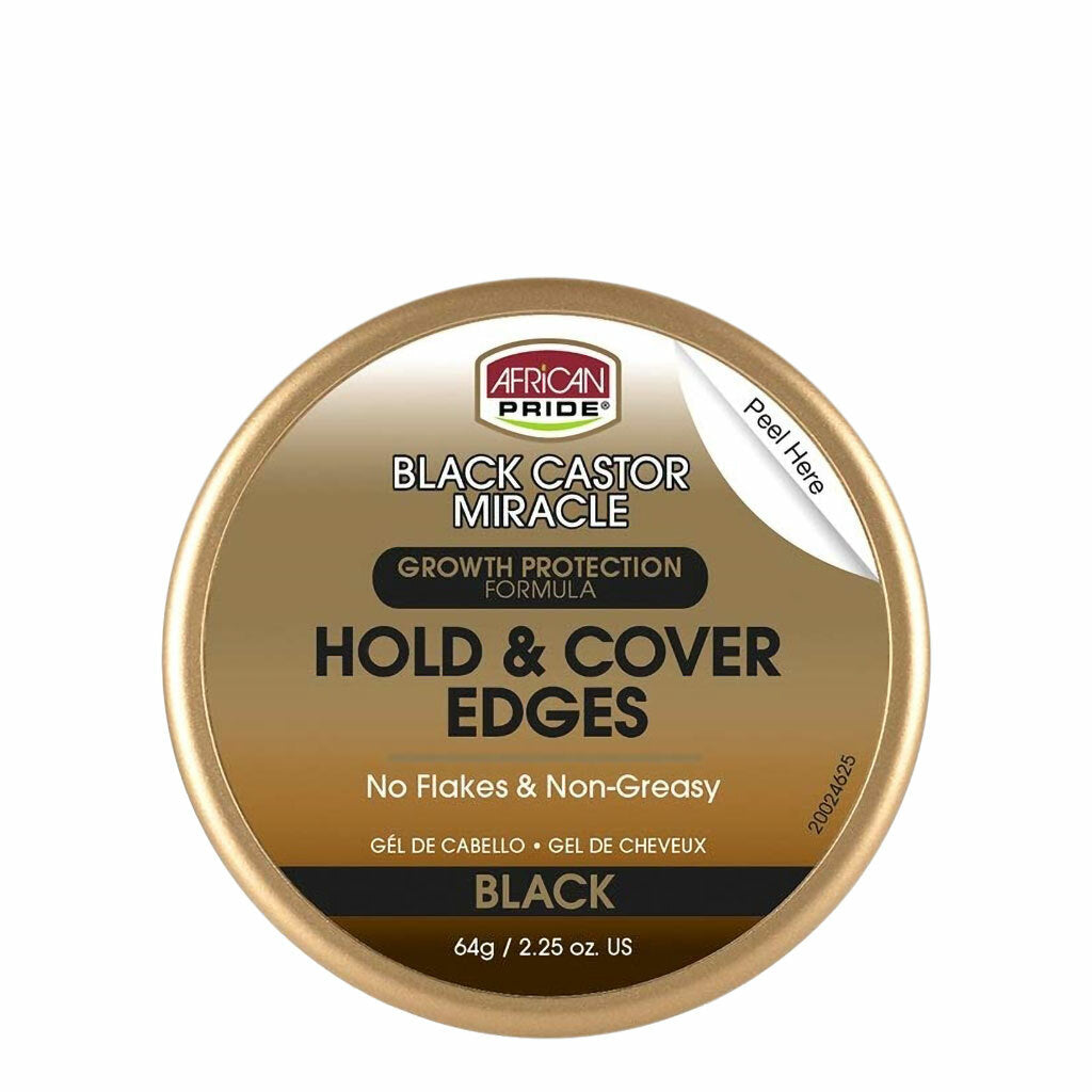 African Pride Black Castor Miracle Hold & Cover Edges 2.25oz - Sfbeautybar