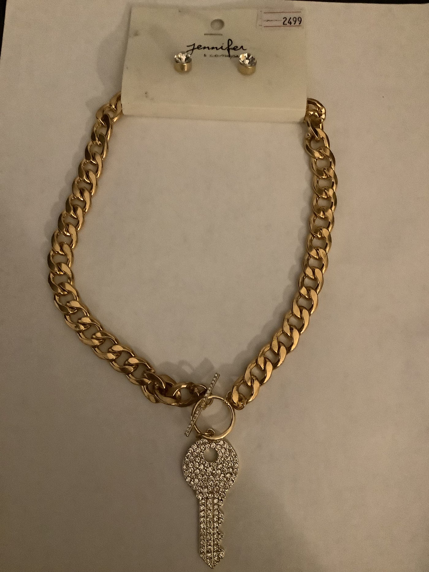Gold Key Chain with Earrings