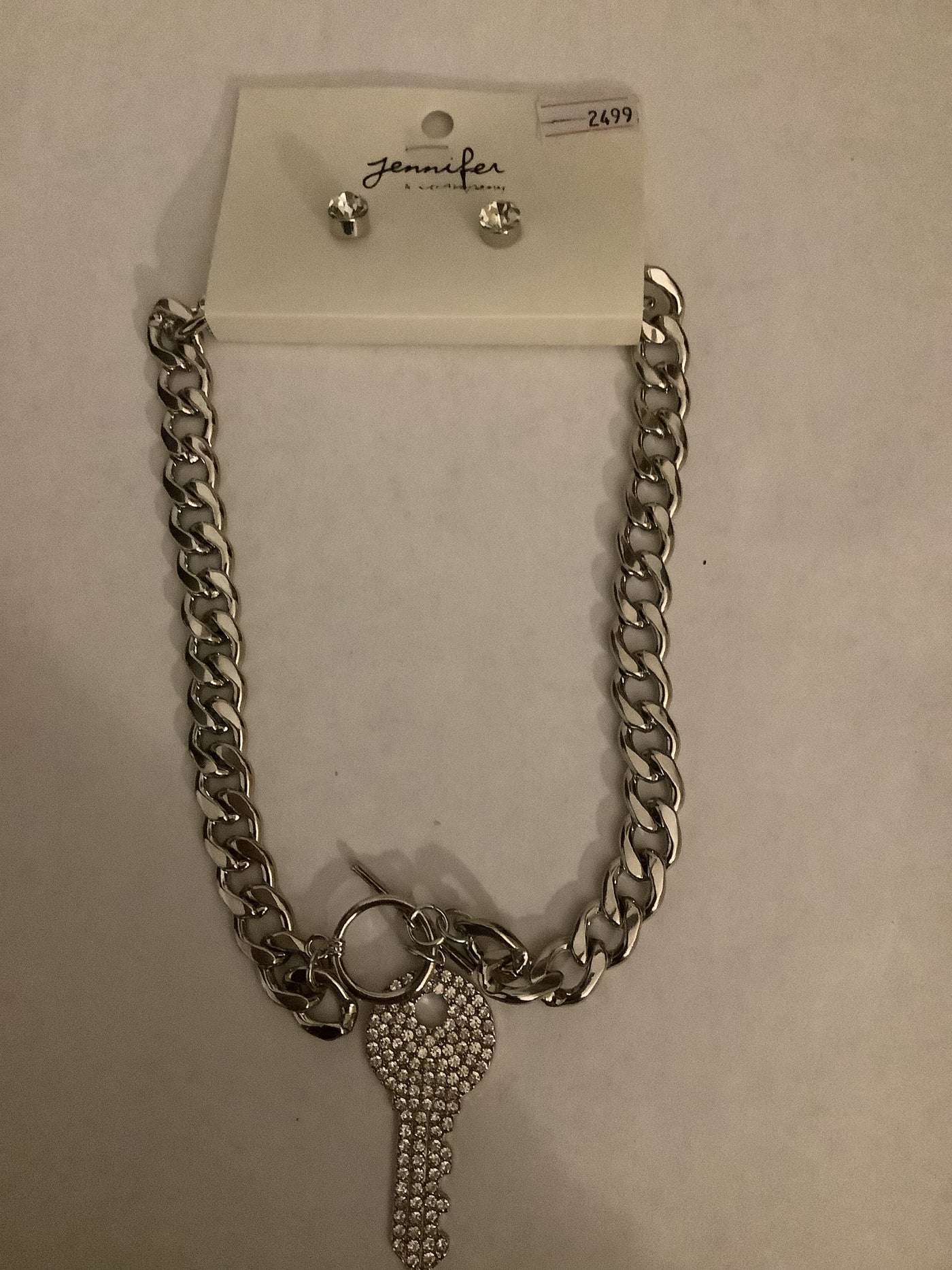 Silver Key Chain with earrings