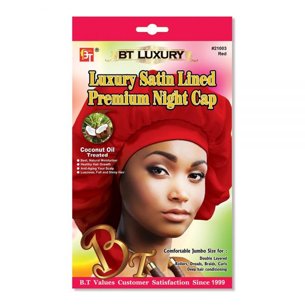 BT LUXURY SATIN LINED PREMIUM NIGHT CAP RED - Sfbeautybar